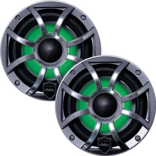 Alt view image 2 of 4 - Wet Sounds - Two Pairs Of REVO 6-XSG-SS GunMetal XS/Stainless Overlay Grill 6.5 Inch Marine LED Coaxial Speakers
