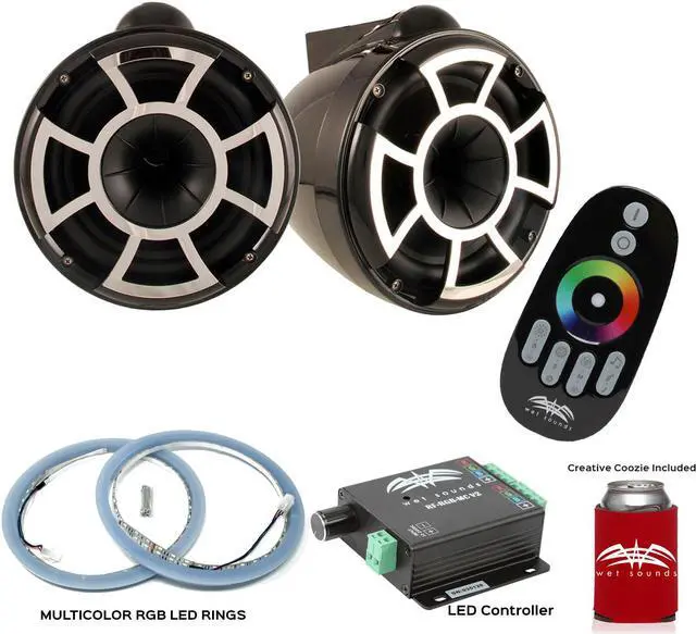 Main image of Wet Sounds REV10B-X X-Mount Tower Speakers with RGB LED Speaker Rings & LED Music Controller