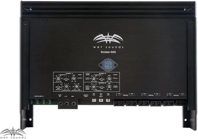 Alt view image 3 of 4 - Wet Sounds Sinister SDX6 6-channel Amplifier & Stinger 7-Meter 4-Gauge Amplifier Wiring Kit w/ RCAs