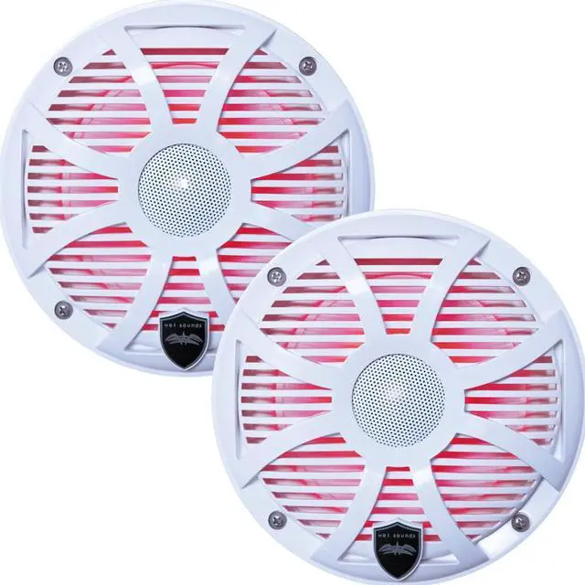 Alt view image 2 of 4 - Two Pairs of Wet Sounds REVO6-SWW White 6.5" LED Speakers in KMTED White Enclosures with KMLC LED Controller