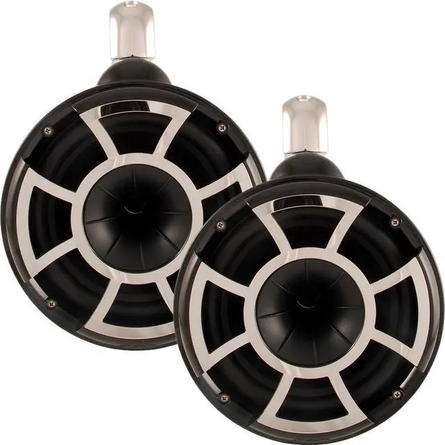 Alt view image 6 of 7 - Wet Sounds REV8B-FMINI 8" Black Tower Speakers with Stainless Steel Fixed Mini Clamps & SYN-DX2.3 1200 Watt Amplifier