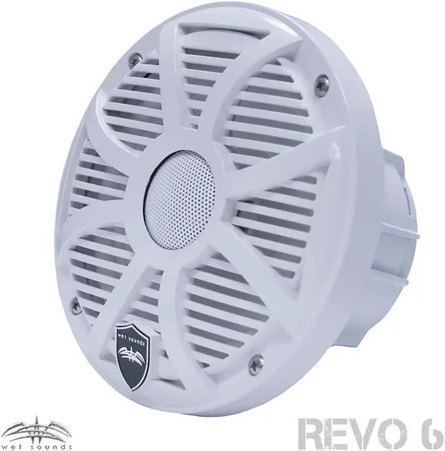Alt view image 2 of 4 - Wet Sounds REVO 6-SWW White Closed SW Grille 6.5 Inch Marine LED Coaxial Speakers (pair) with RGB LED Speaker Rings
