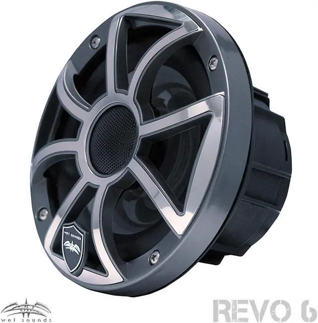 Alt view image 3 of 4 - Wet Sounds - Two Pairs Of REVO 6-XSG-SS GunMetal XS/Stainless Overlay Grill 6.5 Inch Marine LED Coaxial Speakers