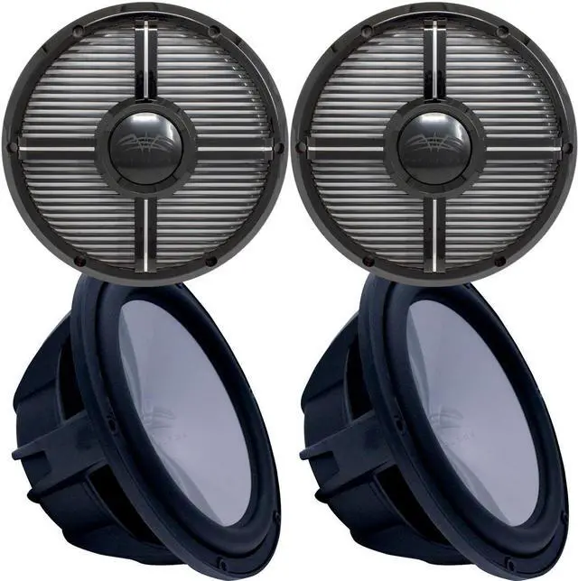 Main image of Two Wet Sounds Revo 12" Subwoofers & Grills - Black Subwoofers & Black Closed Face XW Grills - 4 Ohm