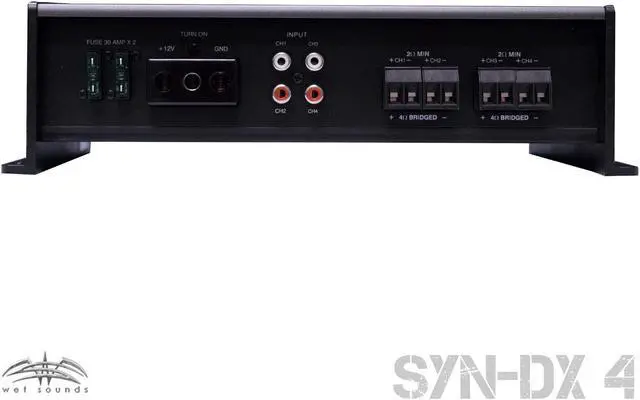 Alt view image 4 of 4 - Wet Sounds SYN-DX 4 Full Range Class D Amplifier & Stinger 3-Meter 4-Gauge Amplifier Wiring Kit w/ RCAs