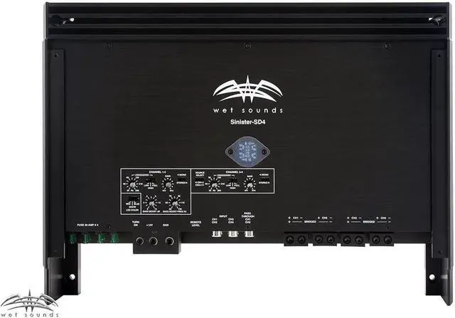 Alt view image 3 of 4 - Wet Sounds Sinister SDX4 4-Channel Amplifier & Stinger 7-Meter 4-Gauge Amplifier Wiring Kit w/ RCAs