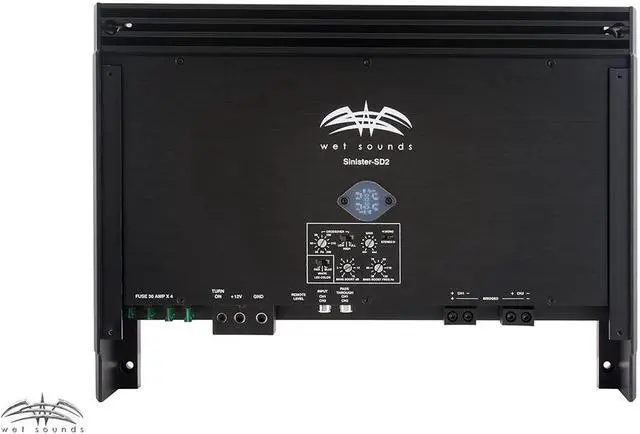 Alt view image 3 of 4 - Wet Sounds Sinister SDX2 2-Channel Amplifier & Stinger 3-Meter 4-Gauge Amplifier Wiring Kit w/ RCAs