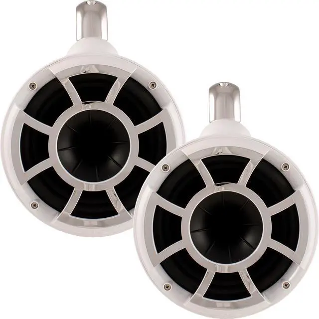 Alt view image 2 of 4 - Wet Sounds REV8W-FC 8" White Tower Speakers with Stainless Steel Fixed Clamps & SYN-DX2 750 Watt Amplifier