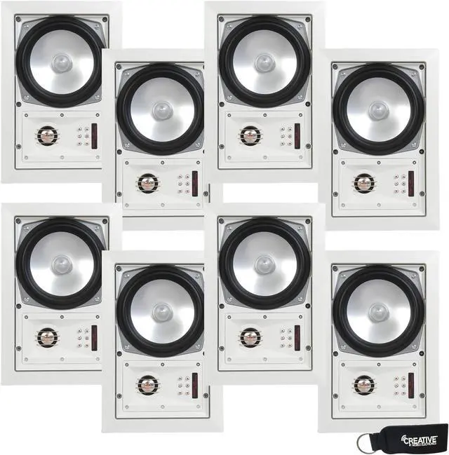 Alt view image 5 of 7 - SpeakerCraft MT6 Three - In-Wall or Ceiling Speaker Includes White Grill - (Multipack of 4 pair, 8 speakers total)