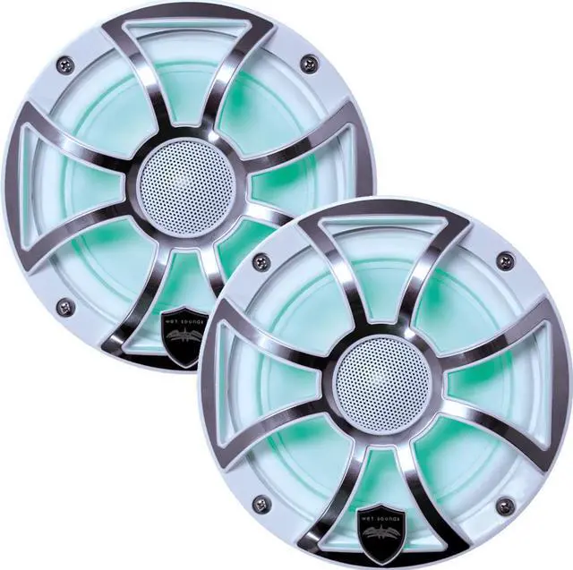 Alt view image 2 of 4 - Wet Sounds - Two Pairs Of REVO 6-XSW-SS White XS / Stainless Overlay Grill 6.5 Inch Marine LED Coaxial Speakers
