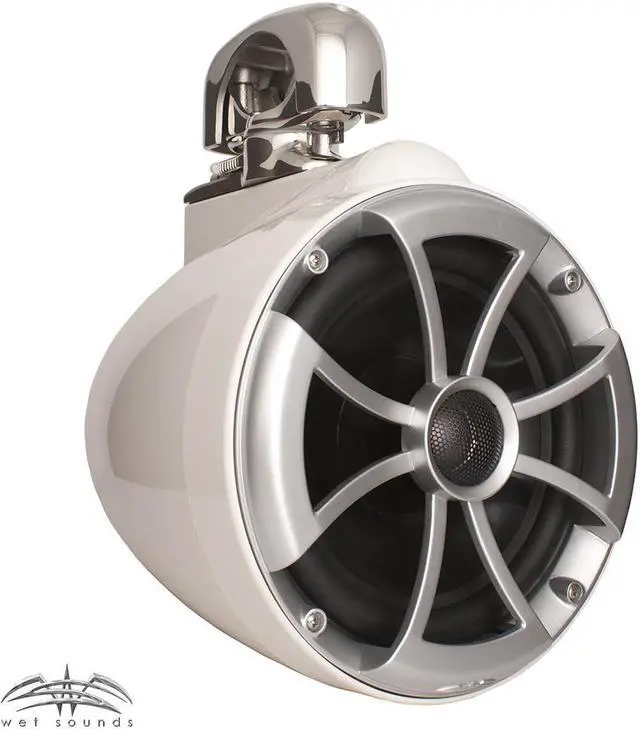 Alt view image 3 of 4 - Wet Sounds ICON8W-SC WHITE 8" Tower Speakers with Stainless Swivel Clamps and Wet Sounds HTX2 Amplifier