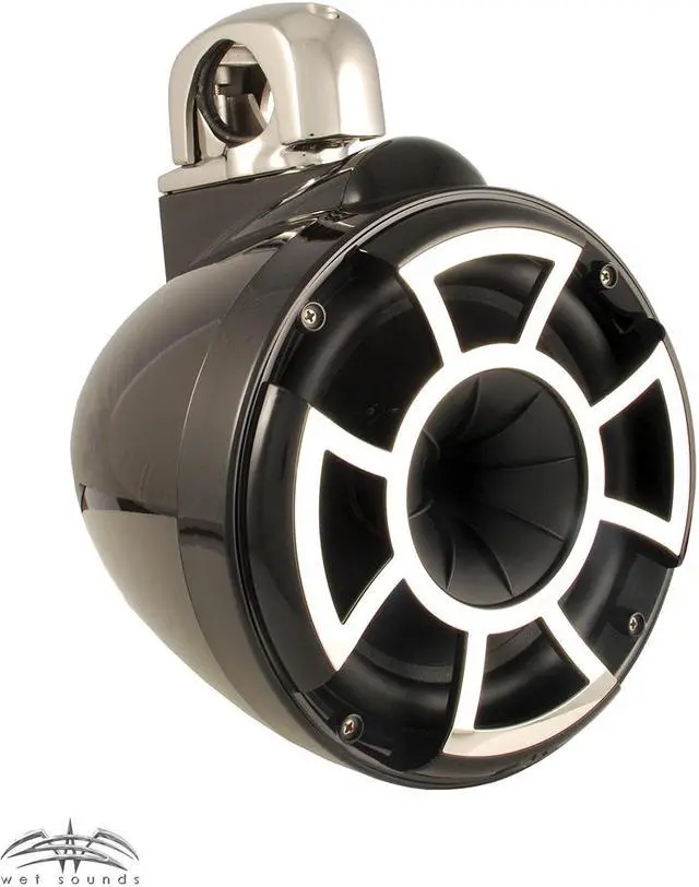 Alt view image 7 of 7 - Wet Sounds REV8B-FMINI 8" Black Tower Speakers with Stainless Steel Fixed Mini Clamps & SYN-DX2.3 1200 Watt Amplifier
