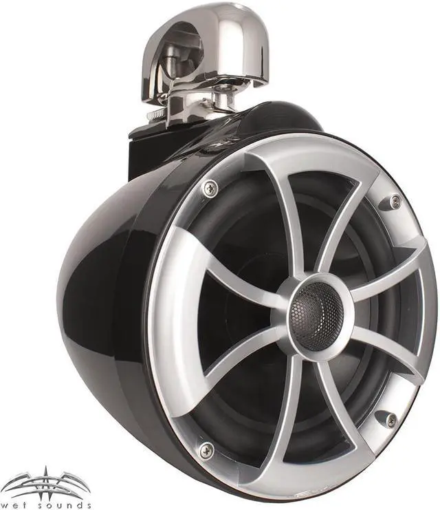 Alt view image 3 of 4 - Wet Sounds ICON8B-SC 8" Black Tower Speakers with Stainless Steel Swivel Clamps & HTX2 600 Watt Amplifier