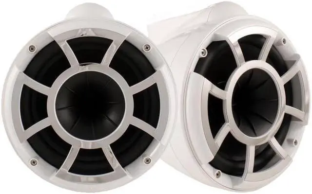 Alt view image 2 of 4 - Wet Sounds REV10W-X 10" White Tower Speakers with X-Mounts & SYN-DX2.3 1200 Watt Amplifier