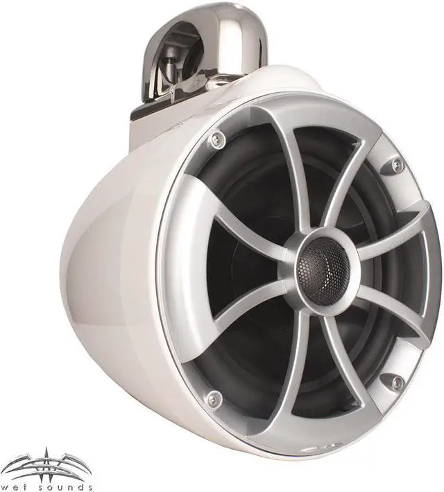 Alt view image 3 of 4 - Wet Sounds ICON8W-FC White 8" Tower Speakers with Stainless Fixed Clamps and Wet Sounds HTX2 Amplifier
