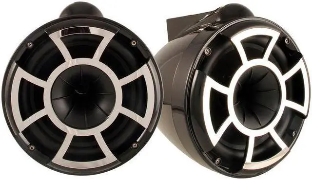 Alt view image 3 of 4 - Wet Sounds REV10B-FC-SA 10" Black Tower Speakers with Silver Aluminum Fixed Clamps & SDX2 1250 Watt Amplifier