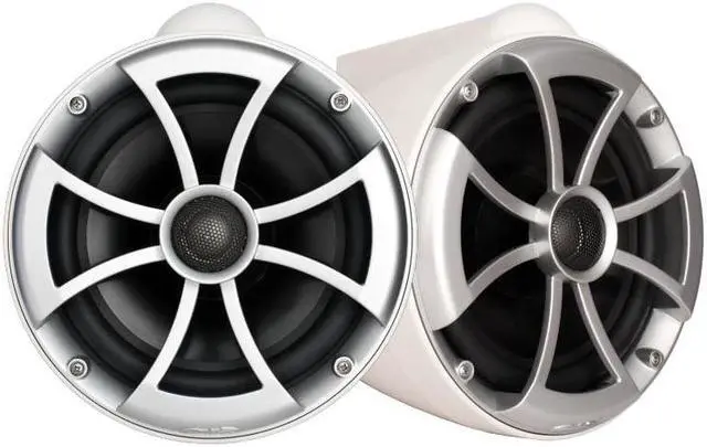 Alt view image 2 of 4 - Wet Sounds ICON8W-SXM WHITE 8" Tower Speakers with Stainless Swivel Base Mount (NO PIPE CLAMP) and Wet Sounds HTX2 Amplifier