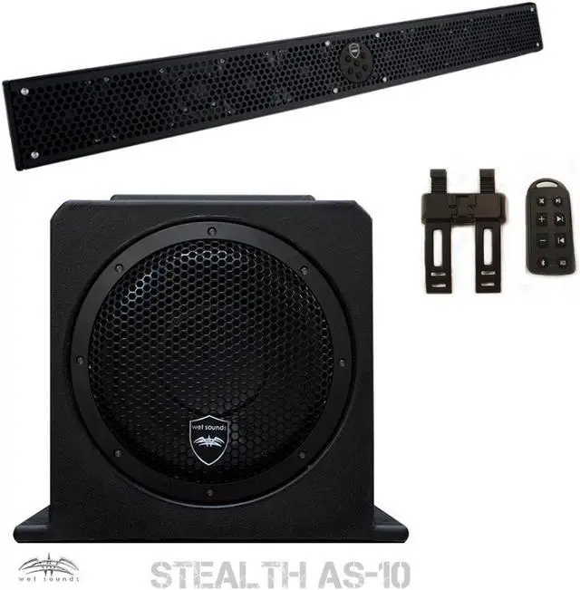 Main image of Wet Sounds Package - Black Stealth 10 Ultra HD Sound Bar w/ Remote and AS-10 10" 500 Watt Powered Stealth Subwoofer