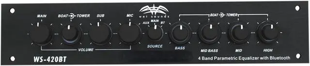 Alt view image 2 of 4 - Wet Sounds WS-420BT 3-Zone Bluetooth Equalizer With WS-BTEQUDM-B Black Under Dash Mount