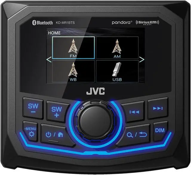 Alt view image 4 of 4 - JVC KD-MR1BTS Waterproof Radio Compatible With Stinger Marine SEADASH3W Universal Marine 3" Radio Dash Kit - White