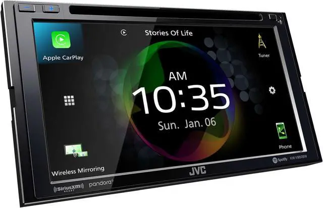 Alt view image 3 of 4 - JVC Bundle - JVC KW-V950BW 6.8" Apple CarPlay/Android Auto MultiMedia Receiver with Dash Kit, Wiring Harness and Antenna Adapter, Compatible with Jeep Wrangler, 97-02