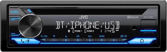 Alt view image 5 of 11 - JVC KD-T710BT In-Dash CD Receiver Featuring Bluetooth For Car, Black