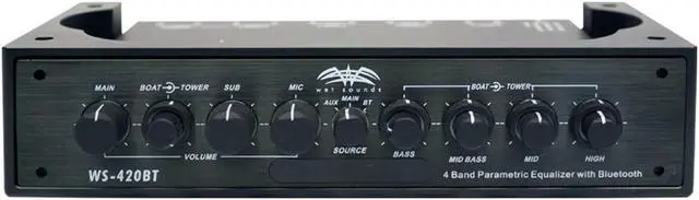 Alt view image 4 of 4 - Wet Sounds WS-420BT 3-Zone Bluetooth Equalizer With WS-BTEQUDM-B Black Under Dash Mount