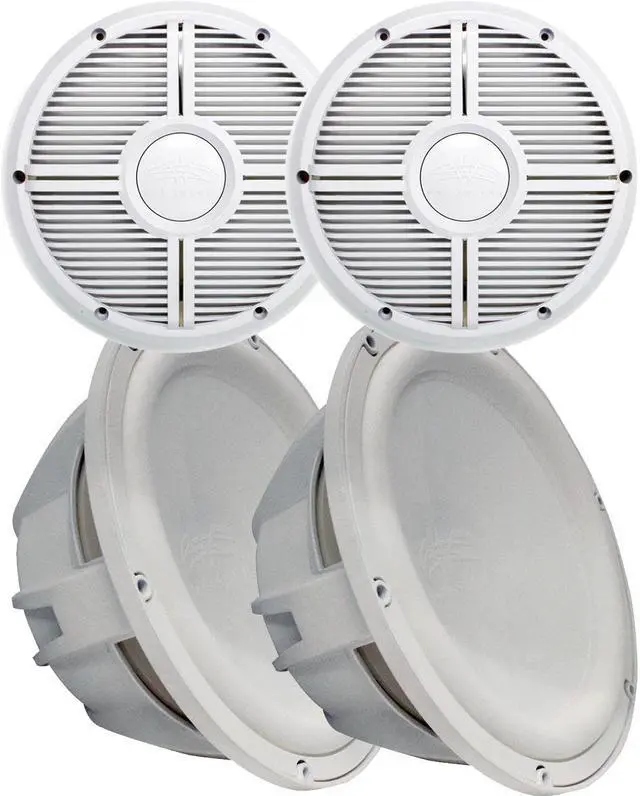 Main image of Two Wet Sounds Revo 12" Subwoofers & Grills - White Subwoofers & White Closed Face XW Grills - 4 Ohm