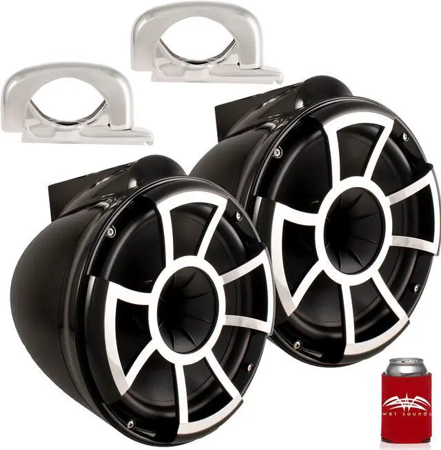 Main image of Wet Sounds REV10 Black 10" Tower Speakers with Mini Fixed Clamps - Fits 1" to 1 7/8" Pipe