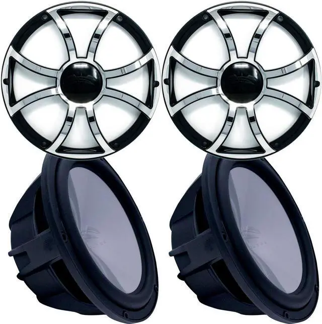 Main image of Two Wet Sounds Revo 12" Subwoofers & Grills - Black Subwoofers & Black Grills With Stainless Steel Inserts - 4 Ohm
