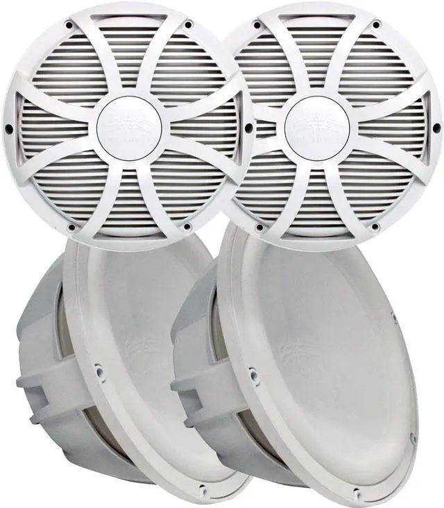 Main image of Two Wet Sounds Revo 12" Subwoofers & Grills - White Subwoofers & White Closed Face SW Grills - 4 Ohm