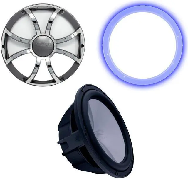 Main image of Wet Sounds Revo 10" Subwoofer, Grill, & RGB LED Ring - Black Subwoofer & Gunmetal  Steel Grill - 4 Ohm