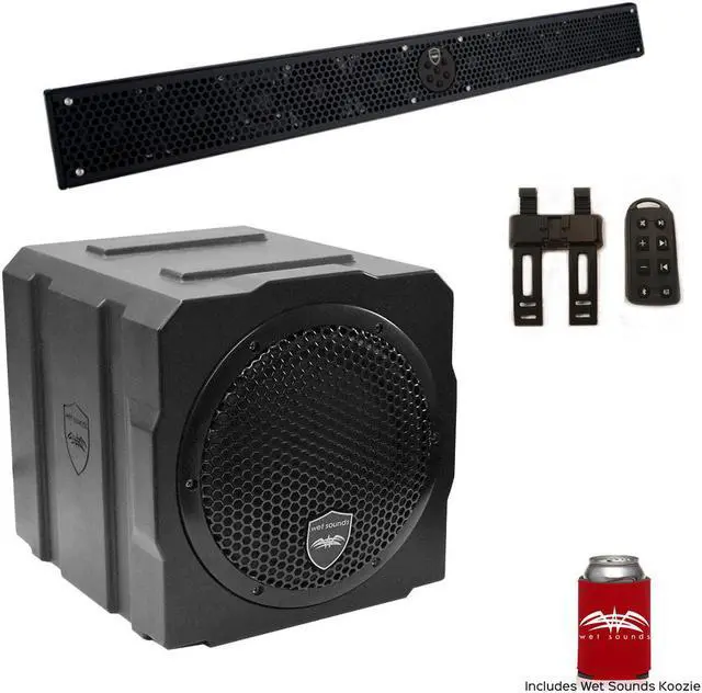 Main image of Wet Sounds Package - Black Stealth 10 Ultra HD Sound Bar w/ Remote and AS-8 8" 350 Watt Powered Stealth Subwoofer