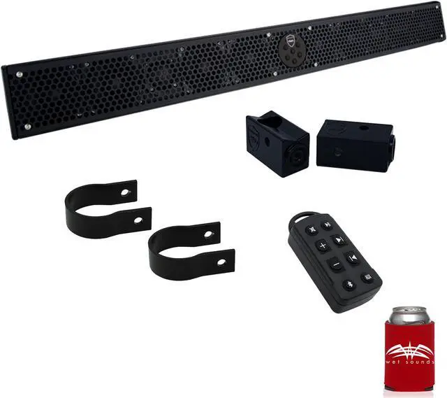 Main image of Wet Sounds Stealth 10 Ultra HD Black + UTV Mounting Kit, Slider bracket and Round 1.5" Tube clamp