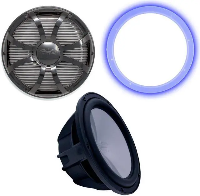 Main image of Wet Sounds Revo 10" Subwoofer, Grill, & RGB LED Ring - Black Subwoofer & Black Closed Face SW Grill - 2 Ohm