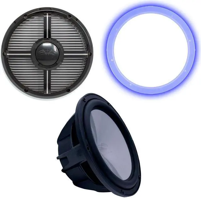 Main image of Wet Sounds Revo 10" Subwoofer, Grill, & RGB LED Ring - Black Subwoofer & Black Closed Face XW Grill - 2 Ohm
