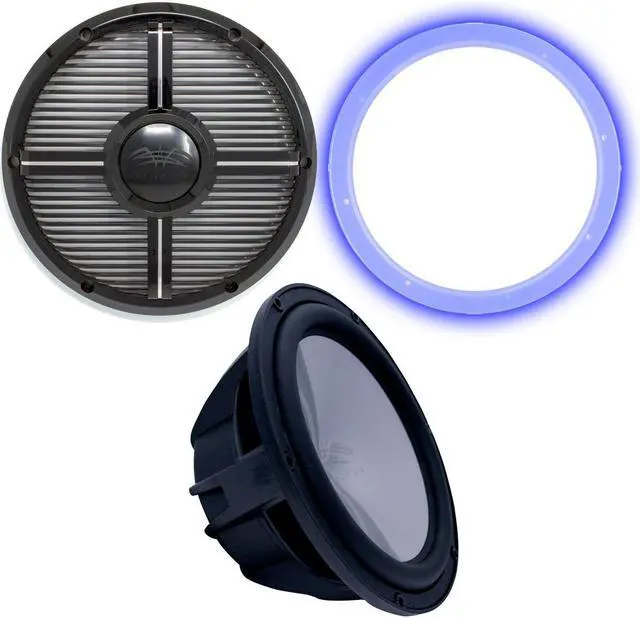 Main image of Wet Sounds Revo 12" Subwoofer, Grill, & RGB LED Ring - Black Subwoofer & Black Closed Face XW Grill - 4 Ohm