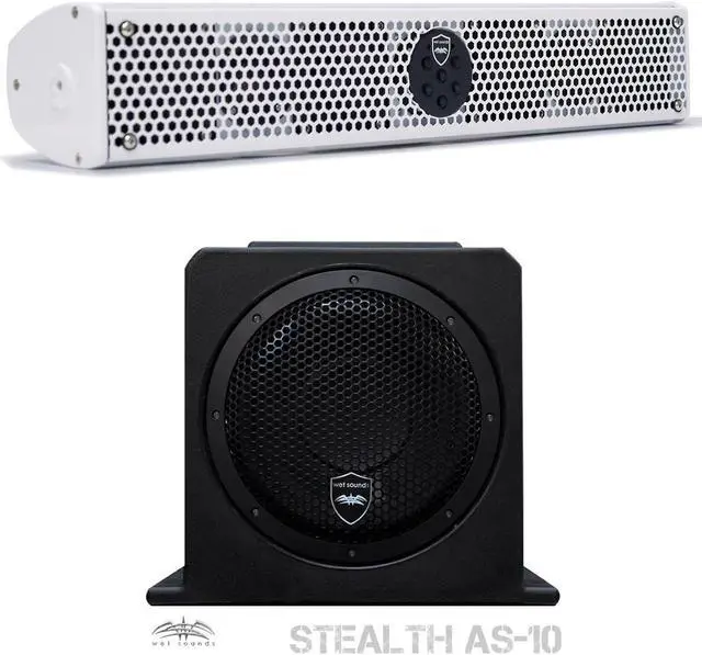 Main image of Wet Sounds Stealth Package - White Stealth 6 Ultra 200 Watt Sound Bar and AS-10 10" 500 Watt Powered Stealth Subwoofer
