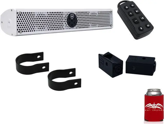 Main image of Wet Sounds Stealth 6 Ultra HD White + UTV Mounting Kit, Slider bracket and Round 1.5" Tube clamp