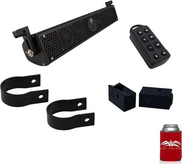 Main image of Wet Sounds Stealth 6 Ultra HD Black + UTV Mounting Kit, Slider bracket and Round 2" Tube clamp