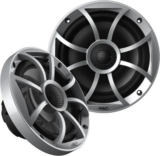 Alt view image 2 of 4 - Wet Sounds 2-Pair OE-65ic-S 6.5" OEM Replacement Speakers W/ Silver Grill + Kicker 12KMTED 6.5" Black Tower Pods
