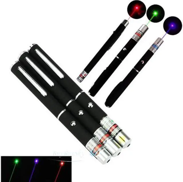 Main image of 3x High Power 5MW Green + Blue Voilet + Red Lazer Ray Laser Pointer Pen