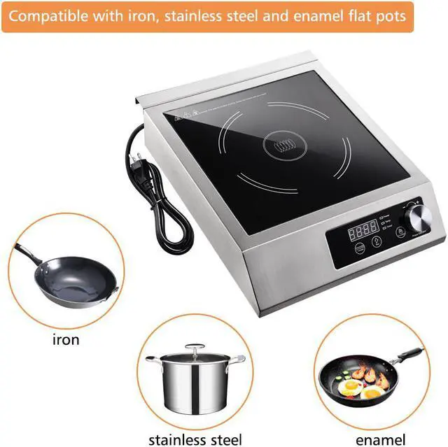 Alt view image 12 of 14 - Yescom 3500W Commercial Induction Cooktop Electric Stove Burner Rapid Heating Stainless Steel with ETL Certification
