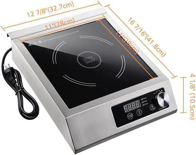 Alt view image 13 of 14 - Yescom 3500W Commercial Induction Cooktop Electric Stove Burner Rapid Heating Stainless Steel with ETL Certification