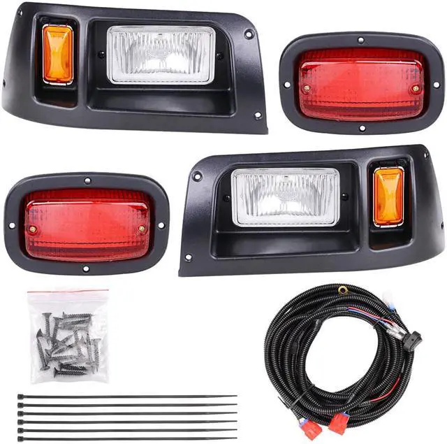 Alt view image 6 of 12 - Yescom Halogen Headlights & LED Tail Lights Kit Fit Club Car DS 1993-UP Model Golf Cart