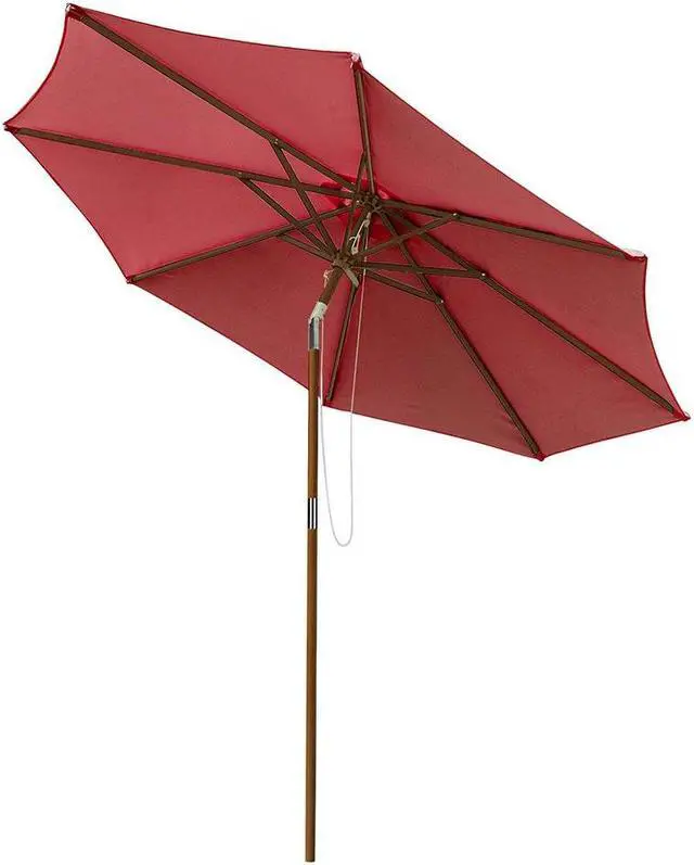 Main image of 9ft Wooden Patio Umbrella 8 Ribs Outdoor Garden Parasol Beach Sunshade Easy Tilt