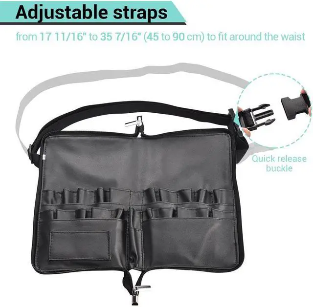 Alt view image 4 of 7 - Byootique 2in1 Foldable Brush Holder Waist Zipper Bag Professional Multi Portable Cosmetic Makeup Pouch with Belt Strap Artist Storage PVC Organizer