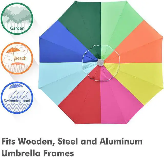 Alt view image 4 of 7 - Yescom 8ft Universal Replacement Umbrella Canopy Top Cover Patio Beach