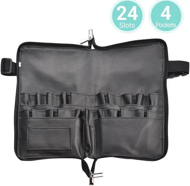 Alt view image 3 of 7 - Byootique 2in1 Foldable Brush Holder Waist Zipper Bag Professional Multi Portable Cosmetic Makeup Pouch with Belt Strap Artist Storage PVC Organizer