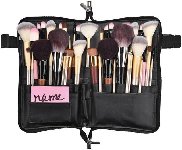 Alt view image 7 of 7 - Byootique 2in1 Foldable Brush Holder Waist Zipper Bag Professional Multi Portable Cosmetic Makeup Pouch with Belt Strap Artist Storage PVC Organizer